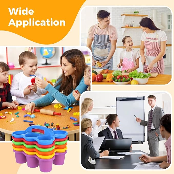 Joyibay 6 Pcs Classroom Caddy Organizer, Desktop Plastic Caddy, Drink Holder with 6-Compartment & Handle, Multifunctional Storage Holder for Crayons, Pencils, Markers & Office Supplies (Multicolor)