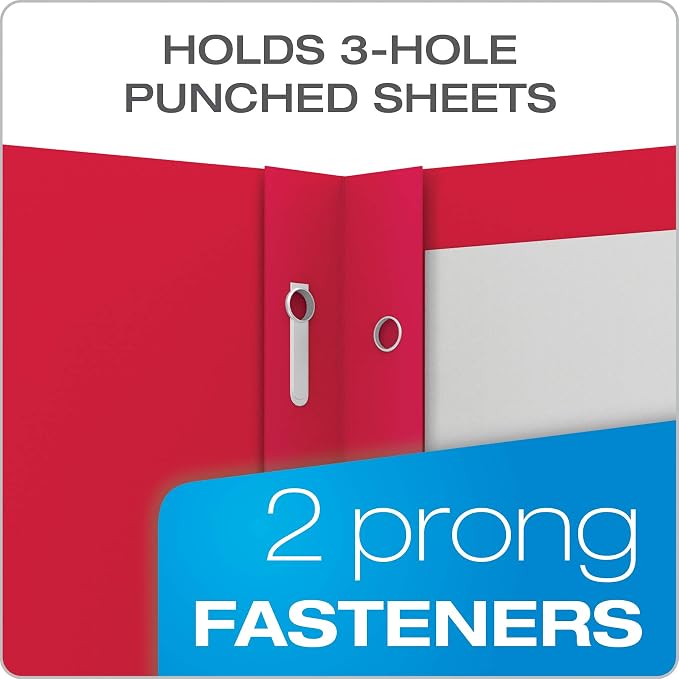 Oxford 2 Pocket Folders with Prongs, Sturdy Plastic Portfolios, Anti-Tear Edges, Letter Size, Purple, Red, Blue, Green, Black (89117) (Pack of 25)