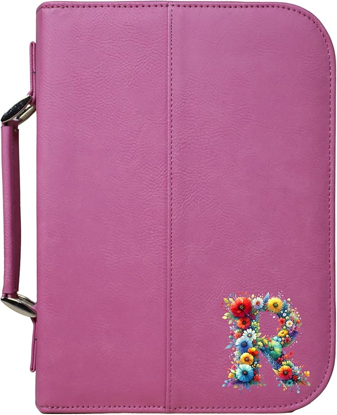 Personalized Vegan Leather Zippered Bible Cover – Custom Engraved Scripture Journal Case with Handle, Pen Holder & Pocket – Fits Large & Medium Bibles