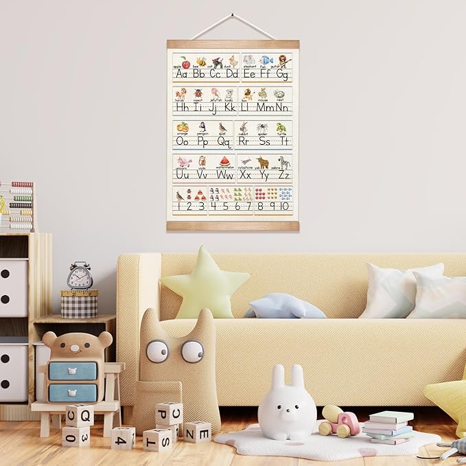 Alphabet and Numbers Educational Poster for Classroom Decor,Colorful Educational Posters for Toddlers 1-3,Toddler Learning Poster for Ages 3-5 for Nursery Playroom,Classroom Must Haves 14x18.5Inch (Colorful-05)