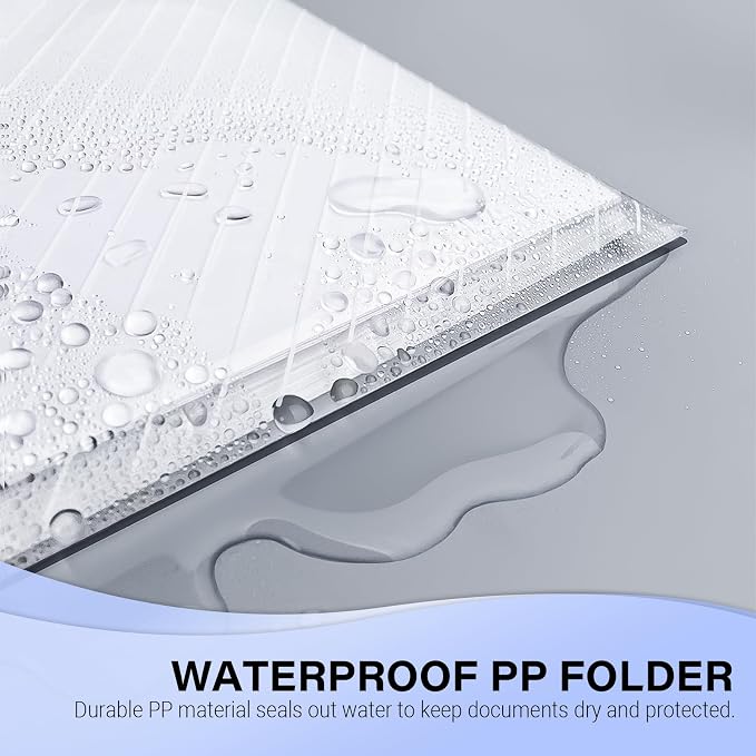 24 Pack, Plastic Envelopes – Transparent Waterproof Reusable File Folders for A4 Letter Sized Documents, Receipts, Photos & Office/School Use (24)