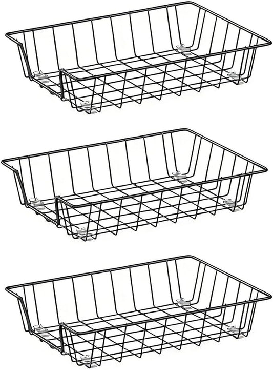 Gawerk Letter Desk Tray Organizer, A4 File Tray Magazine Files Storage Basket Organizer Bin, Black, 3 Pack