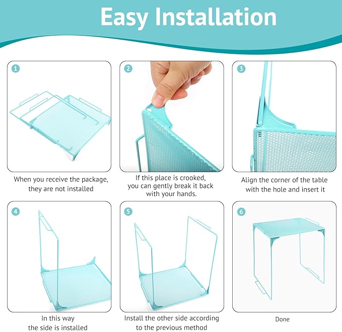 Locker Organizer Shelf Stackable Extra Locker Shelf for School Locker Organizer Storage Cabinet Accessories Suitable for School, Office, and Home use (1, Light Blue)