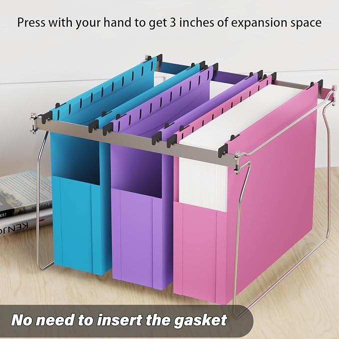 Ansook Plastic Hanging File Folders Letter Size, 3 inch Hanging Folders for Filing Cabniet, 6 Pack File Folders with Tabs, Hanging File Folder Organizers for School Office Home - Assorted Colors