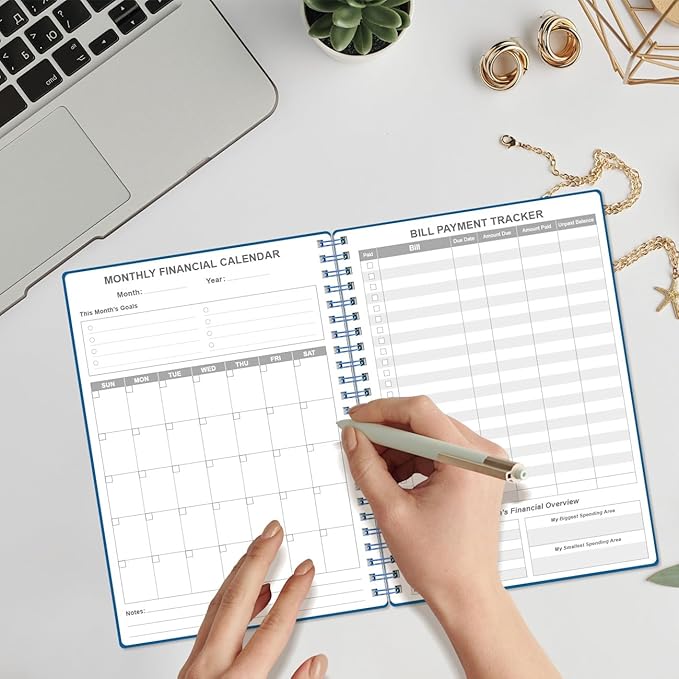 Bill Organizer - Monthly Bill Payment for Personal Budgeting Financial, Payments Checklist Organizer, 5.8" x 8.5", Blue