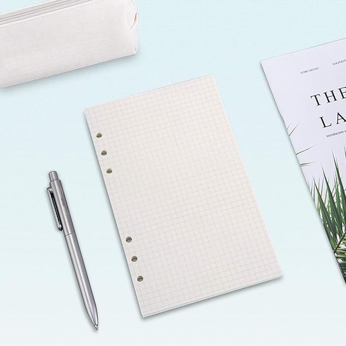 A6 Refill Paper, [3 Pack] Toplive 100GSM Thick Refillable Paper 6 Hole Filler Inserts Loose Leaf Paper 135 Sheets (270 Pages) for 6 Ring Binder Journal Notebook-Squared Paper