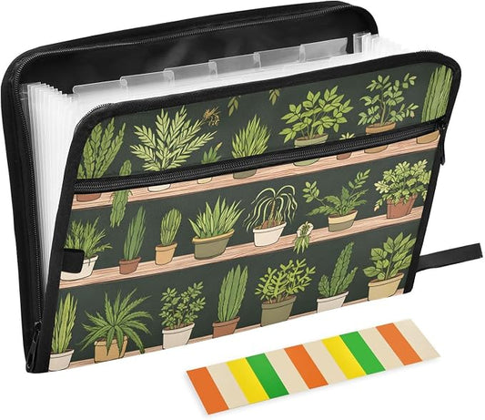 ALAZA Cactus Expanding File Folder, 13 Pockets Expandable Document Organizer Folder with Zipper Closure for Home Office A4 Letter Size Paper Document