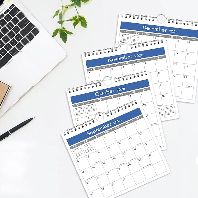 Mini Calendar 2026-2027, 7'' x 7'' Small Calendar Runs from July 2026 unitl December 2027, Little Wall Calendar for Wall, Desk, Bulletin Board or Fridge