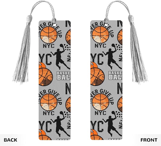 Basketball 5pcs Wood Bookmarks with Tassel for Planner Reading Book Lovers Accessory Readers Men Women 4.6 X 1.2 Inch