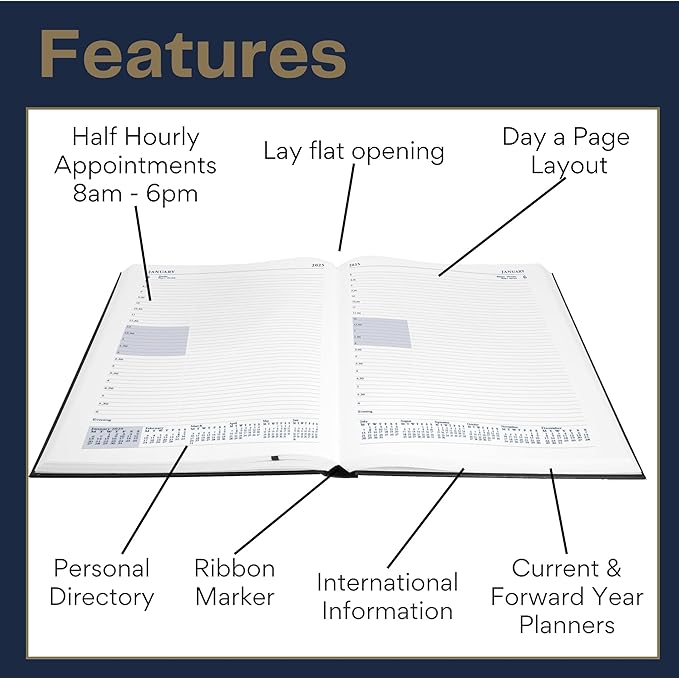 Collins Essential A5 Academic Year 2024-25 Day a Page Diary - Dark Blue - Mid Year Academic Planner for Students and Teachers - ESSA51M.65-2425 - July 2024 to July 2025