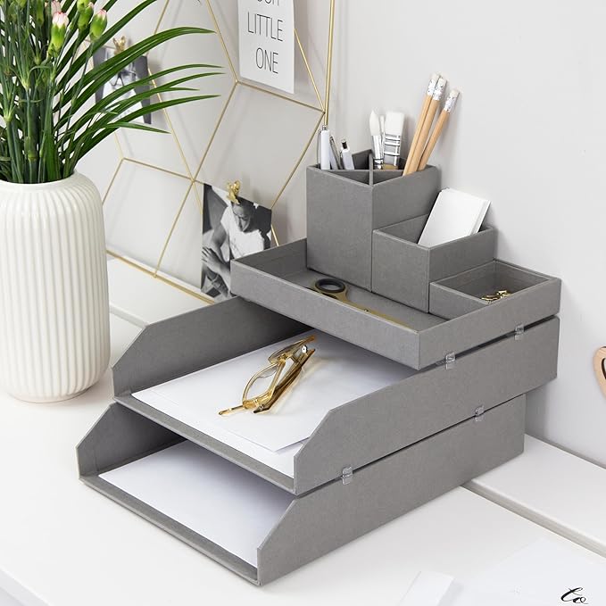 Bigso Box of Sweden 797454101 Office Organiser Fibre Board Grey 23.5 x 18 x 11 cm