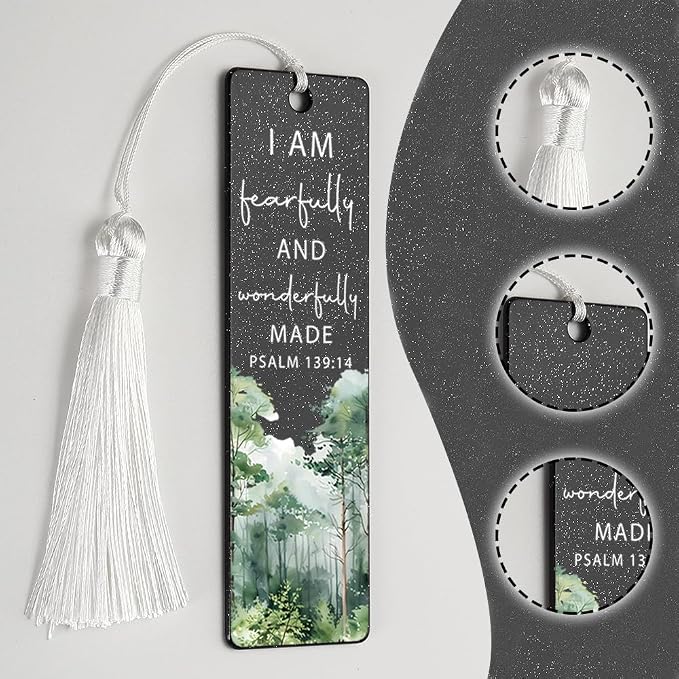 Christian Self - Worth Bookmark, Inspirational Gift for Believers, Uplifting Gift for Spiritual Readers, Spiritual Bookish Present, Unique Forest & Scripture Design Bookmark, WCB85