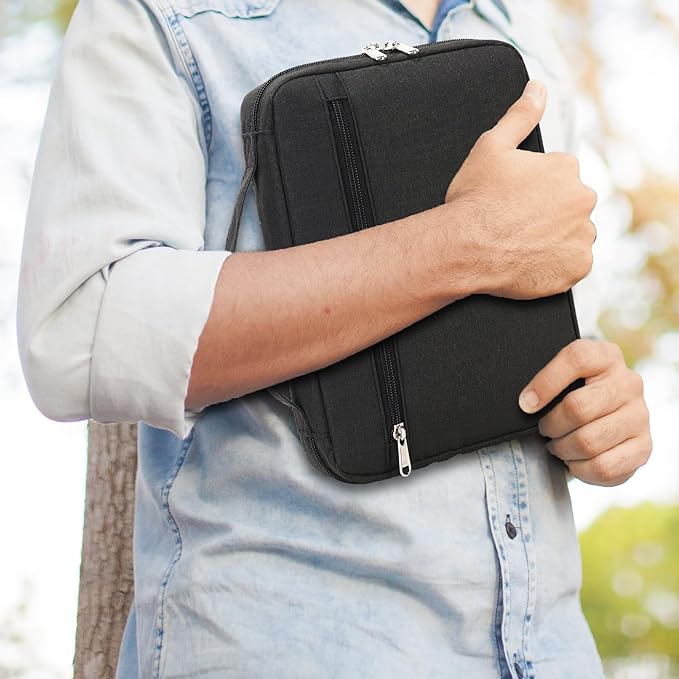 Bible Cover for Men, Large Bible Bags for Women and Men, Black Bible Book Carrying Case with Zippered Pocket & Handle