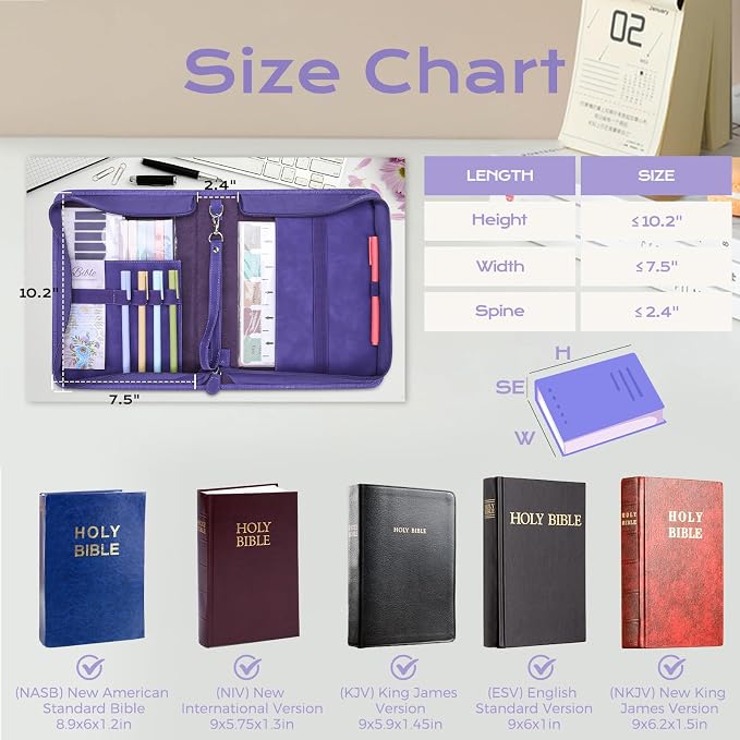XKDOUS Bible Cover Case for Women, Leather Bible Bags with Handle, Study Supplies Journaling Kit, Gold Foiled Cross Carrying Case Large Church Book Holder Christian Gifts for Lady