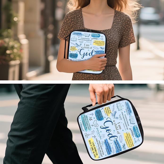 Bible Cover for Women, Bible Holder, Bible Cover With Handles, Bible Carrying Case, Bible Bags With Zipper and Pockets