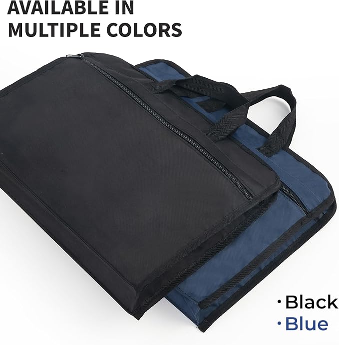 M&G 12x15 in Large Zipper Pouch with Handle, A4 Foldable Heavy-Duty Waterproof Oxford Zipper Document Bag, File Organizer for Office Travel Books Papers Filing Folder, Double Layer 1 Pack (Black)