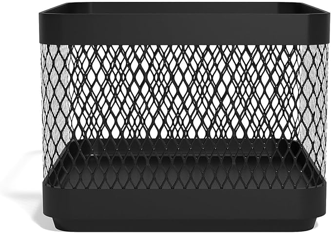 TRU RED Small Stackable Wire Mesh Accessory Holder, Matte Black, 3‑Pack – Desktop Organizer for Office Supplies
