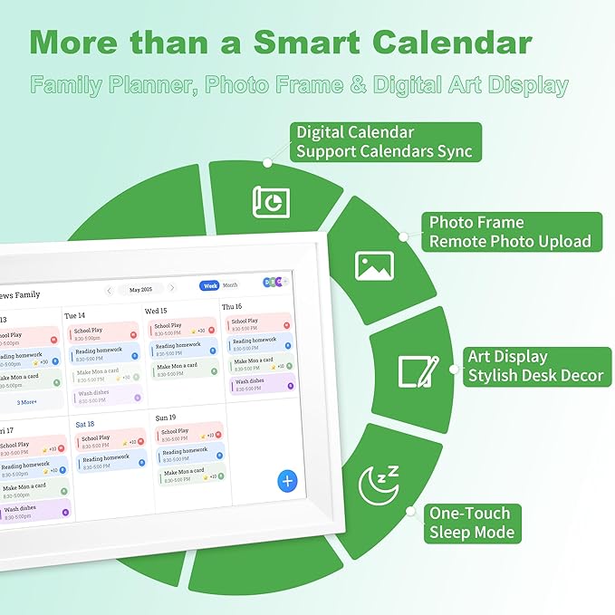 10.1’’ Smart Digital Calendar - Interactive Touch Screen, HD Display, Wall Mountable Family Organizer with Chore Chart, To-Do Lists & App Sync for Home & Office, Warm Mothers’s Day Gift, Gift for Her