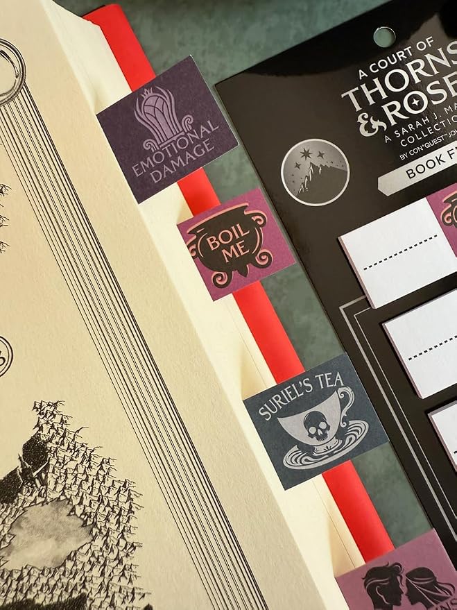 Conquest Journals A Court of Thorns and Roses Book Annotation Flags, 30 Sticky Bookmark Tabs, 9 Bookish Designs, Sarah J. Maas ACOTAR Collection, Gifts for Readers & Book Lovers, Officially Licensed
