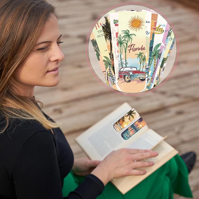 Wxiben Florida Magnetic Bookmark Gifts - 48PCS Traveling City Magnetic Bookmarks USA City Book Marks Page Magnets Marker Clip for Women Book Lovers Traveler Students Teacher Florida Souvenirs Gift