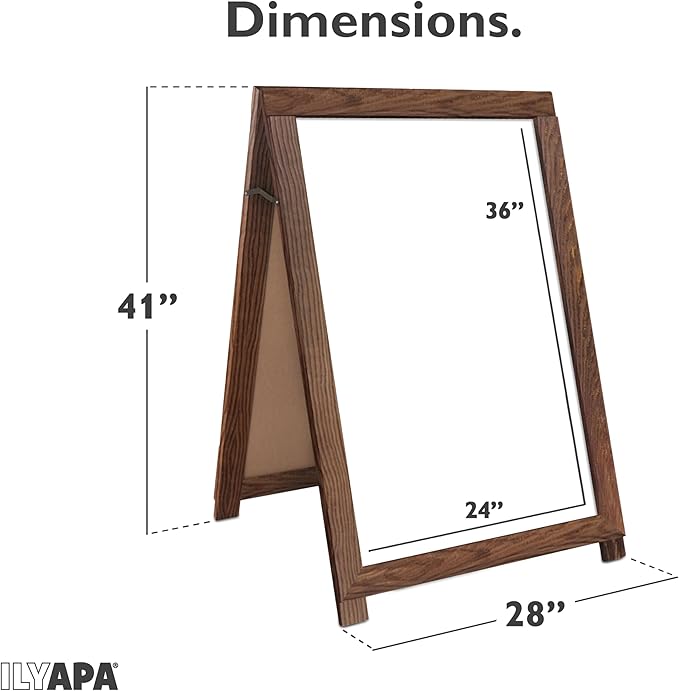 Ilyapa 2 in 1 A Frame Sign Holder and Whiteboard Sign - Dual Sided Magnetic Sandwich Board - Display for Businesses Outdoor - 28x41 - Barnwood Brown