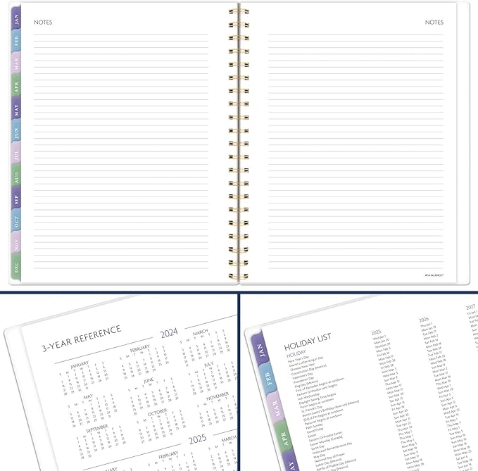 AT-A-GLANCE 2025 Planner, Weekly & Monthly, 8-1/2" x 11", Large, Badge, Floral (1722F-905-25)