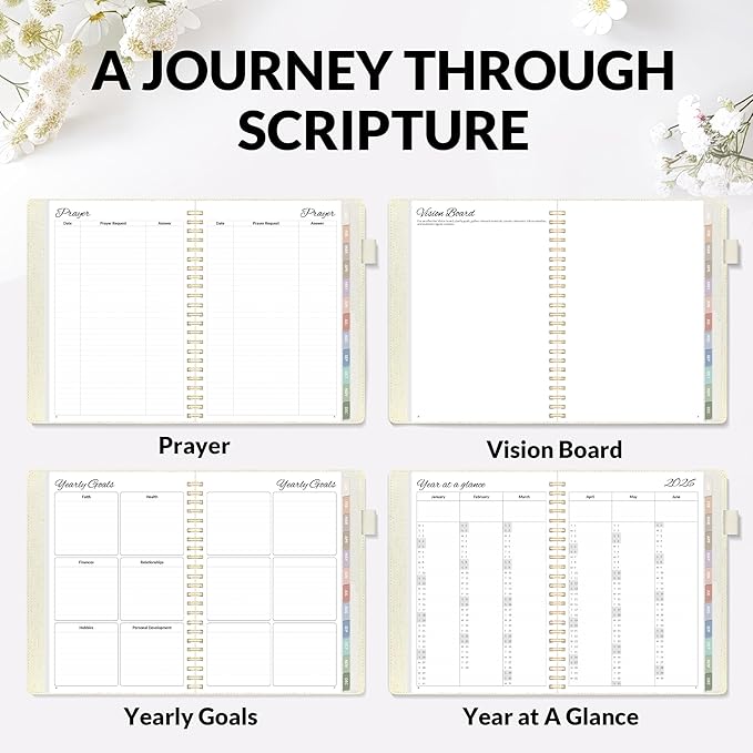 2026 Christian Planner - 12 Month Bible Journal and Prayer Planner A5 Spiral Bound, Monthly & Weekly Christian Organizer Gifts for Women Men (Beige)