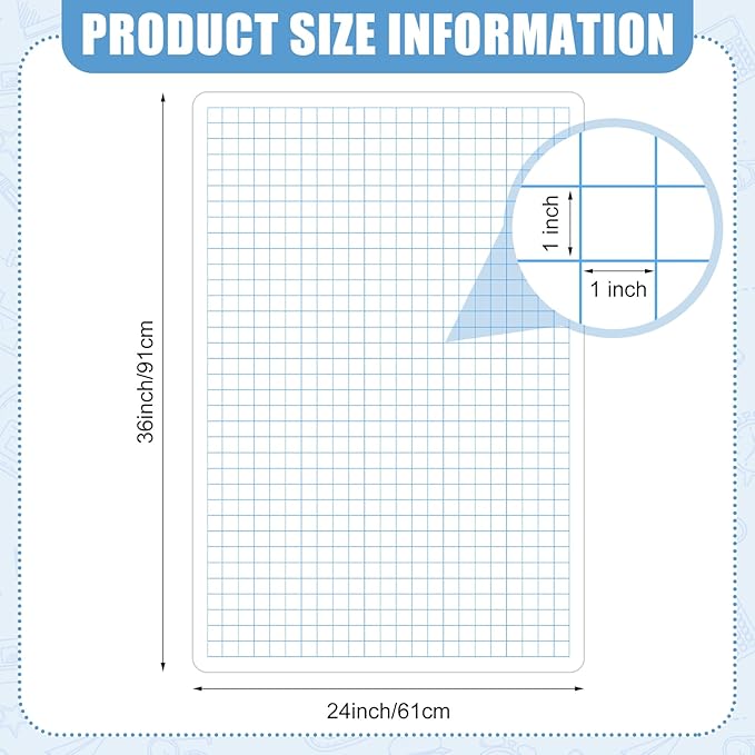 Lincia 25 Sheets Double-Sided Dry-Erase Poster Board Sheets: 1" Grid, 24" x 36" Large Whiteboard Paper Rollable for Classroom, Teachers, Office Presentations