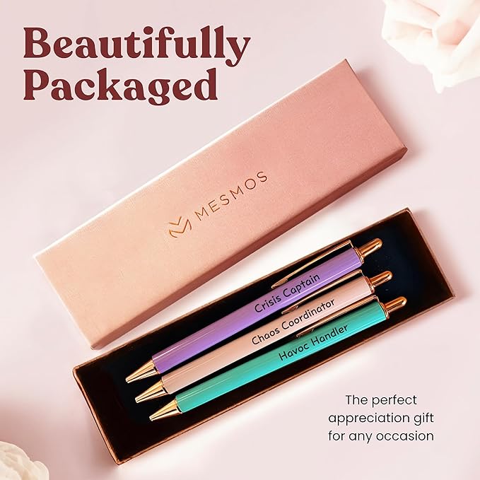 MESMOS 3Pcs Chaos Coordinator Pen Gift Set for Woman, German-Ink & 1mm Swiss-Tip, Chaos Coordinator Gifts for Women, Gift for Boss Female, Managers, Leader, Supervisors, Teachers, Boss Gifts for Women