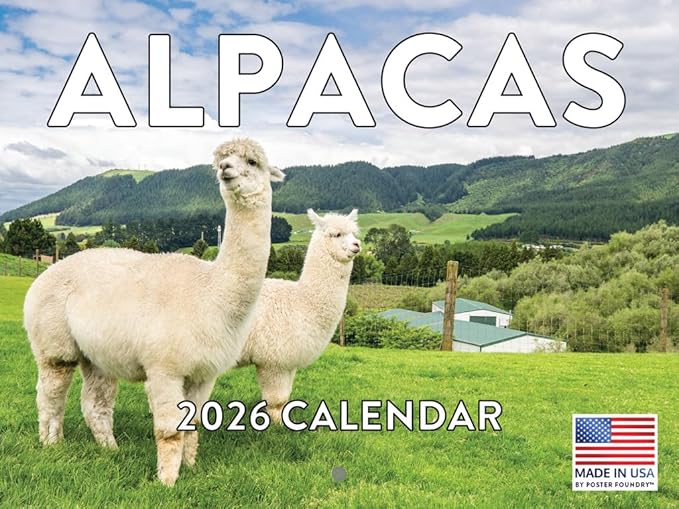Alpaca Calendar 2026 Monthly Wall Calender 12 Month | American Made In The USA