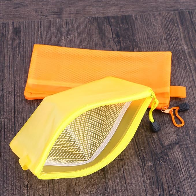 Operitacx 12pcs Portable Mesh Zipper File Bags Pvc Pencil Cases for Office School Supplies Random Color Stationery Document Storage Pouches