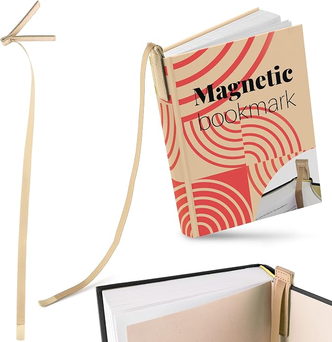 Superior Essentials Planner Magnetic Bookmark - Genuine Leather, Single Long Ribbon Bible Bookmark for Book Lovers - Amplify Your Love for Books with Our Elegant Ribbon Page Marker (1PC, Tan)
