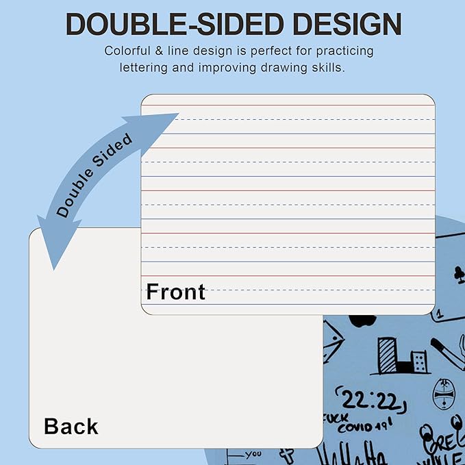 JUSTPAT 24 Pack Dry Erase Boards, 9"x12" Double Sided Easel Small Whiteboards with Lines for Kids, Students, Education Teacher Classroom, Mini Portable White Boards with 24 Markers, 24 Erasers