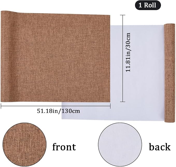 CRASPIRE 51 x 11.8 Linen Book Cloth Brown Books Binding Fabric Surface Paper Backed Bookcover Densely Woven Cloth Books Album Scrapbooking Archival Covering Protector Bookcloth Bookbinding Supplies