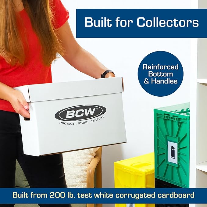 BCW Short Comic Storage Box - 5 Pack | Holds 150-175 Current/Silver Age Comics | Stackable, Durable 200 lb. Strength