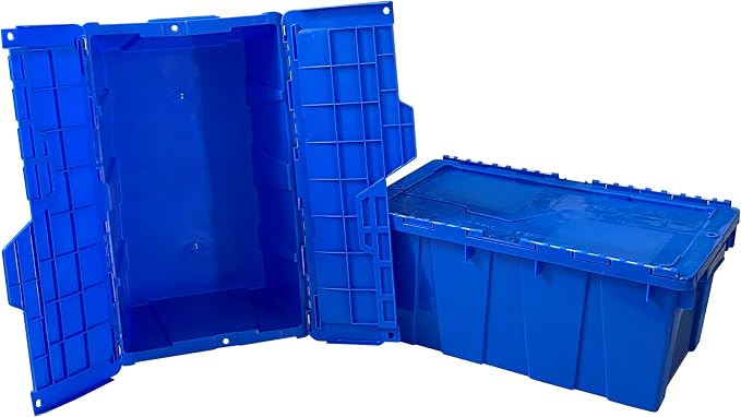 Heavy Duty Stackable Crates, 2 Pack, Blue, Storage Bins With Lids, Container For Home, Garage, Business, Organizing Containers For Closet Space Saving, Plastic Storage Box For Moving & Storage