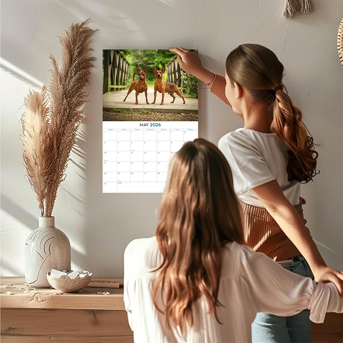 2025 2026 Miniature Pinscher Calendar - Dog Breed Monthly Wall Calendar - 12" x 18" Open - Thick No-Bleed Paper - Giftable - Academic Teacher's Planner Calendar Organizing & Planning - Made in USA