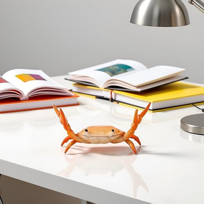 Orange Creative Crab Pen Holder Weightlifting Crabs Pen Stand Storage Rack, Office Desktop Decoration, Pencil Holders Desk Supplies Holders and Dispensers, Desk Accessories and Workspace Organizers
