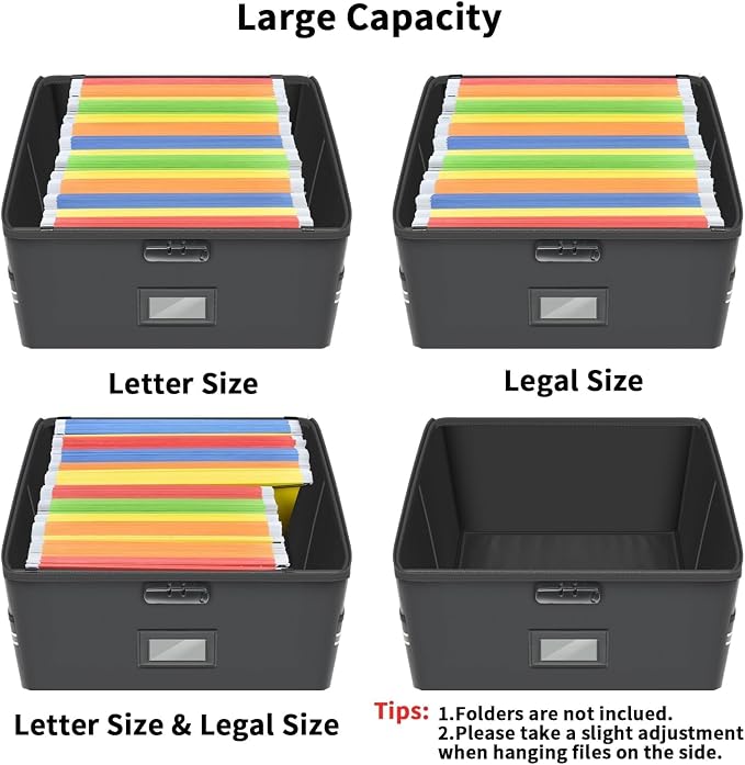 5200°F Upgraded Fireproof Document Box & Fireproof Expanding File Folder, 2 Layer File Cabinet Organizer with Lock,Collapsible Water Resistant Storage for Hanging Letter/Legal Folder Home Office-60L