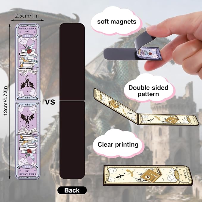Wxiben Tarot Magnetic Bookmark for Women - 30 Pcs Fantasy Dragon Skull Bookmark Dark Romance Book Mark Magnets Page Clip Gifts for Bookish Book Lovers Students Teacher Reading Party Favor