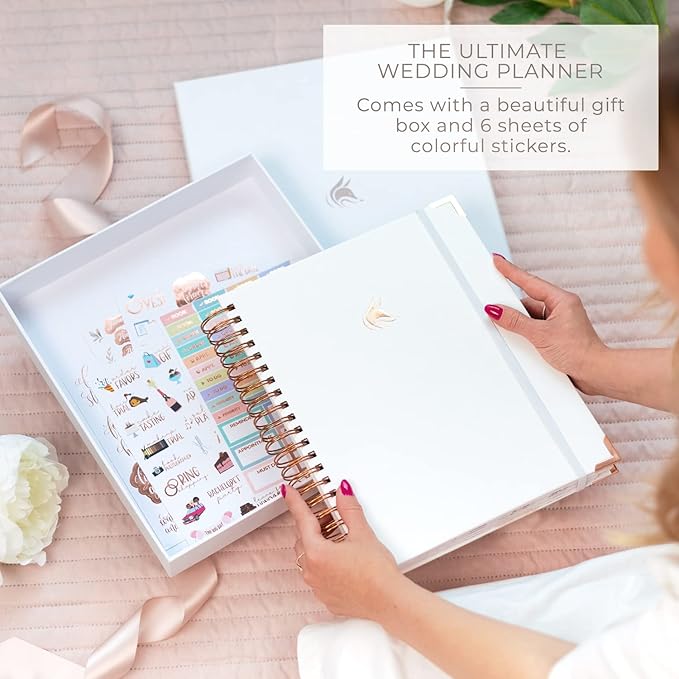 Clever Fox Wedding Planner – Notebook Organizer for Bride – Wedding Planning Binder Book with Pockets – Engagements Gift, 10x11″ (White)