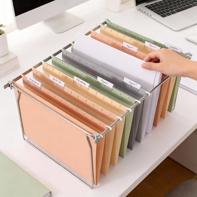 SUNEE Hanging File Folders, Pastel Colors - 75 Pack, Colored File Folders Letter Size with 1/5-Cut Tabs, Ideal for Organizing Home and Office Documents