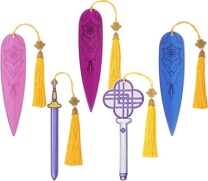 K-Pop Group Idol Hunters Bookmark,Pop Demon Exorcists Bookmarks,Korean Music Fan Book Lovers Anime Reading Accessories (5PC Kpop Weapons)