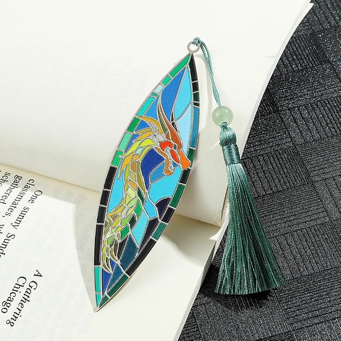 Creative Dragon Bookmark for Men Teens - Metal Dragon Book Mark with Tassel for Book Lover Gifts, Reading Studying Supplies Book Accessories