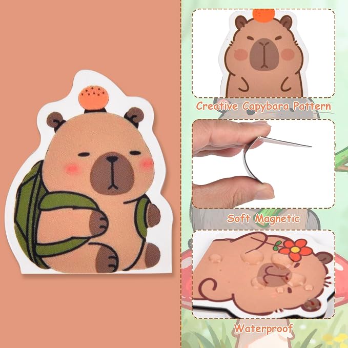 6pcs Capybara Magnetic Bookmarks - Cute Book Markers Clip for Reading Women, Capybara Fun Magnet Page Markers for Book Lovers Reader Men Boys Girls, Funny Capybara Gifts for Teachers Students