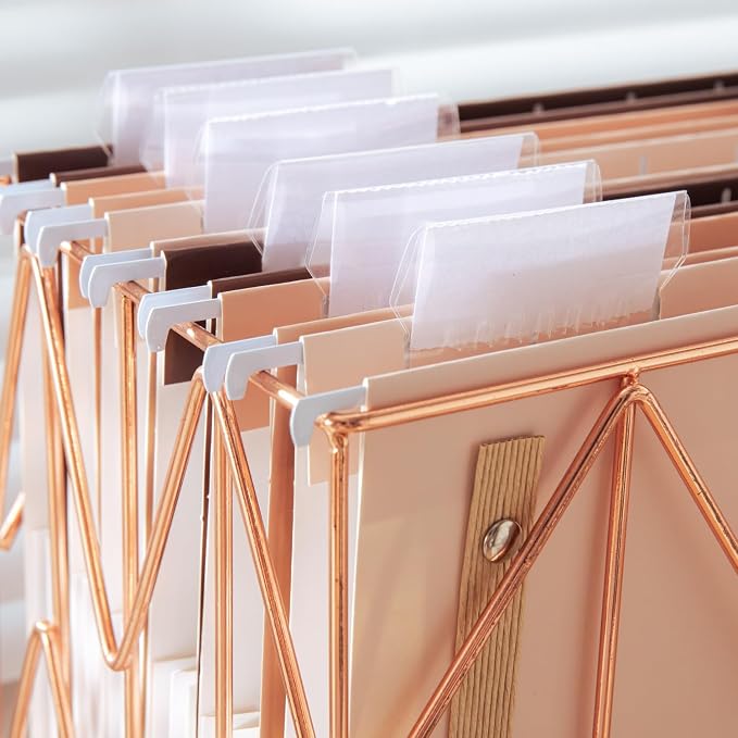 Y YOMA 6 Pack Extra Capacity Hanging File Folders with Handle Letter Size Accordion Decorative Reinforced File Folder Cute Colored Expandable Portable Folder with 1/5-Cut Adjustable Tabs, Coco Mocha