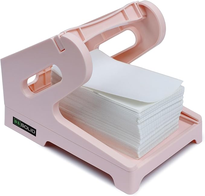 U.S. Solid Pink Label Holder for Rolls and Fan-Fold Shipping Labels, 2 in 1 Label Roll Holder Work with Desktop Label Printer
