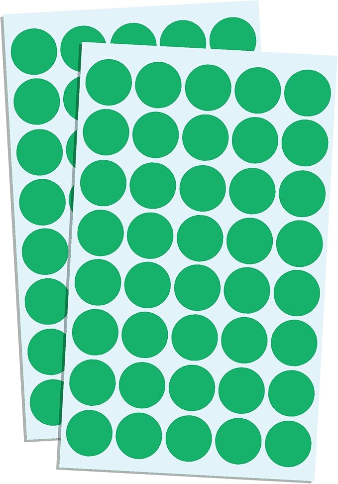 TownStix 2000 Pack, 3/4" Round Dot Stickers Circle Labels - Green