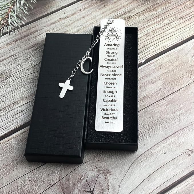 Bible Bookmark for Women Book Lovers Sister Christian Book Marker Gifts for Reader Teens Girls Baptism Birthday Christmas Gift for Coworker Students Bookish Easter Gifts (Silver-C)