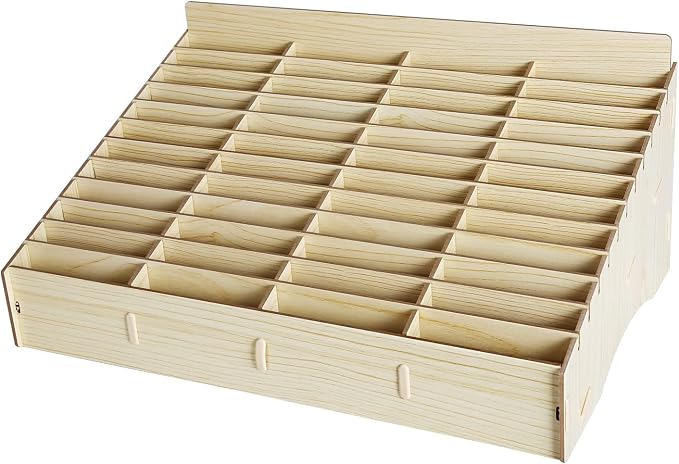 HengTianMei HTM 48 Grid Wooden Cell Phone Holder Desktop Organizer Storage Box for Classroom Office (48 Grid)